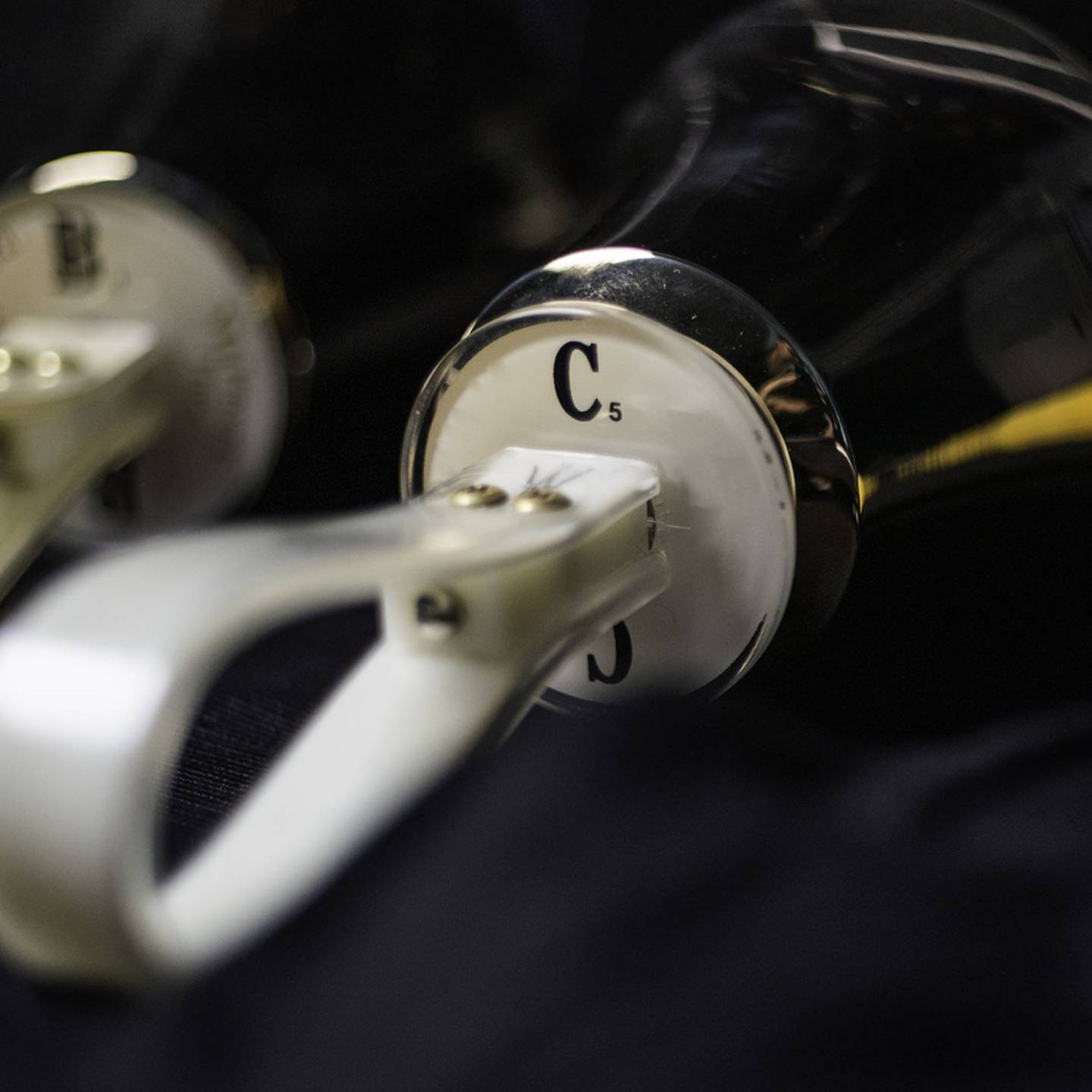 Close up of a handbell.