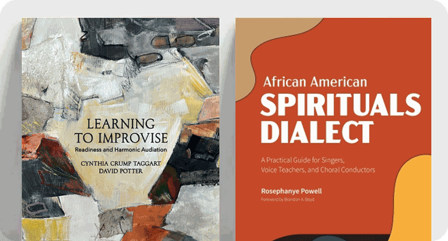 Covers for choir director resources Learning to Improvise and African American Spirituals Dialect..
