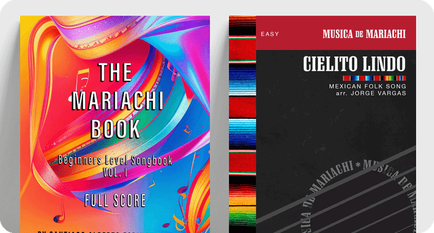 Mariachi sheet music covers.