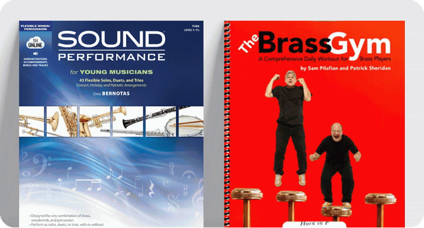 Brass method and lesson book covers Make it Happen and Arban Complete Conservatory Method.